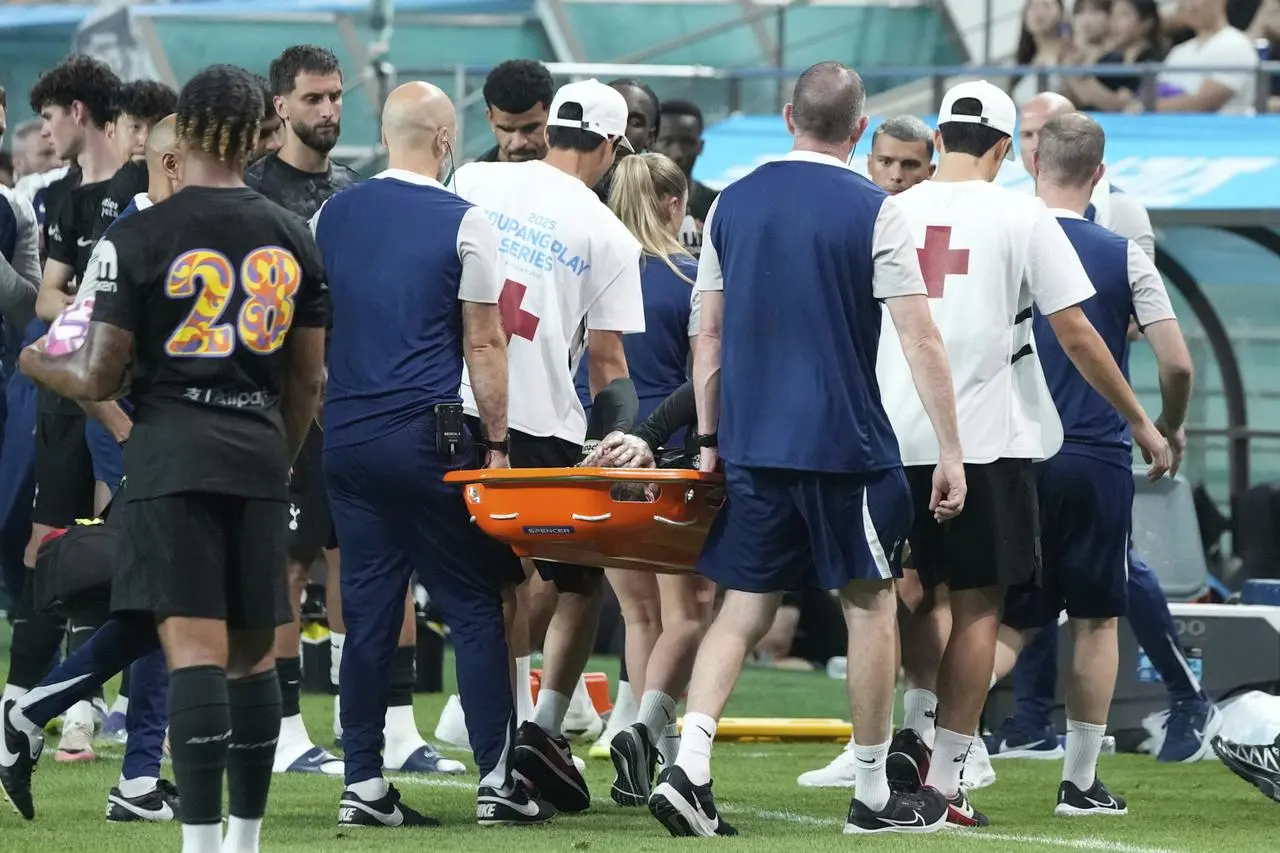 James Maddison is carried off the pitch by medical staff after being injured during a pre-season friendly against Newcastle in Seoul on August 3 