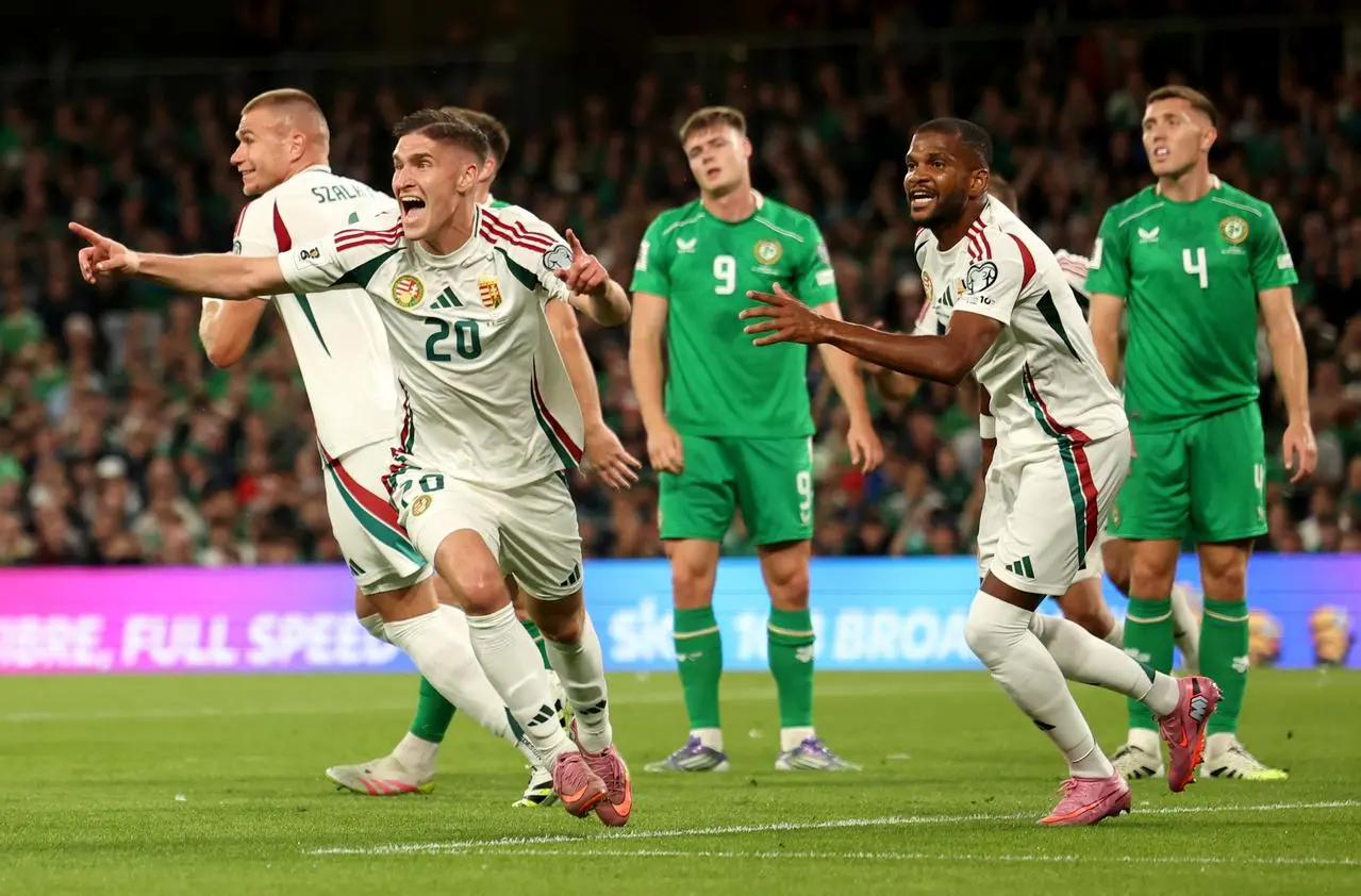 Hungary’s Roland Sallai (left) celebrates