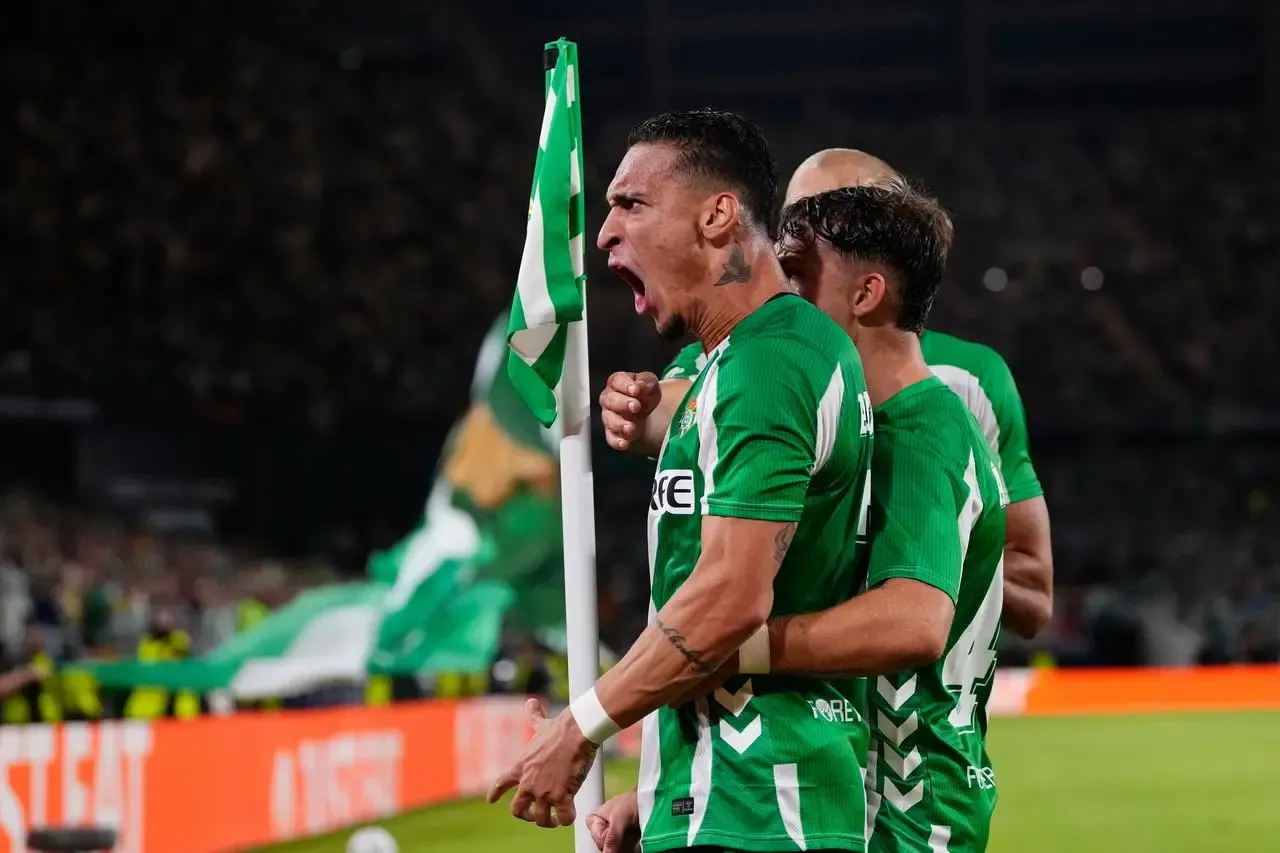 Betis’ Antony celebrates after scoring 