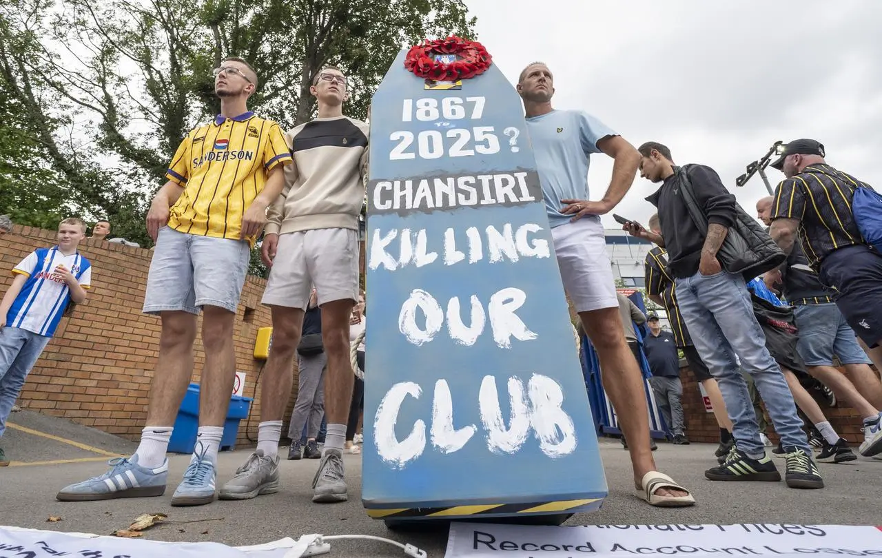 Sheffield Wednesday fans stage a protest against owner Dejphon Chansiri 