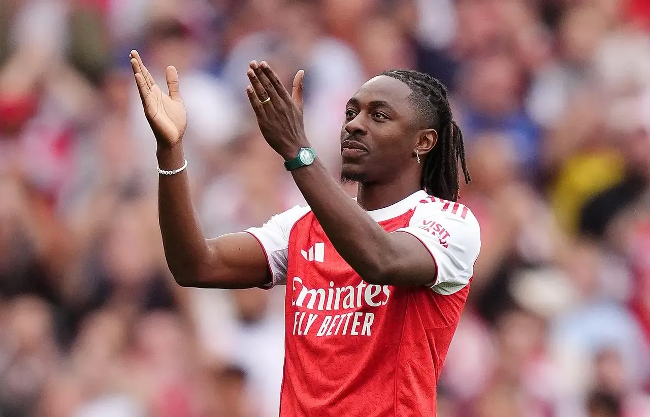 New Arsenal player Eberechi Eze is introduced to the fans