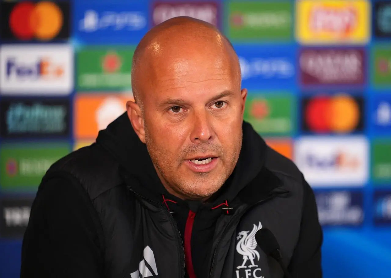 Liverpool head coach Arne Slot during a press conference at the RAMS Park on Monday evening