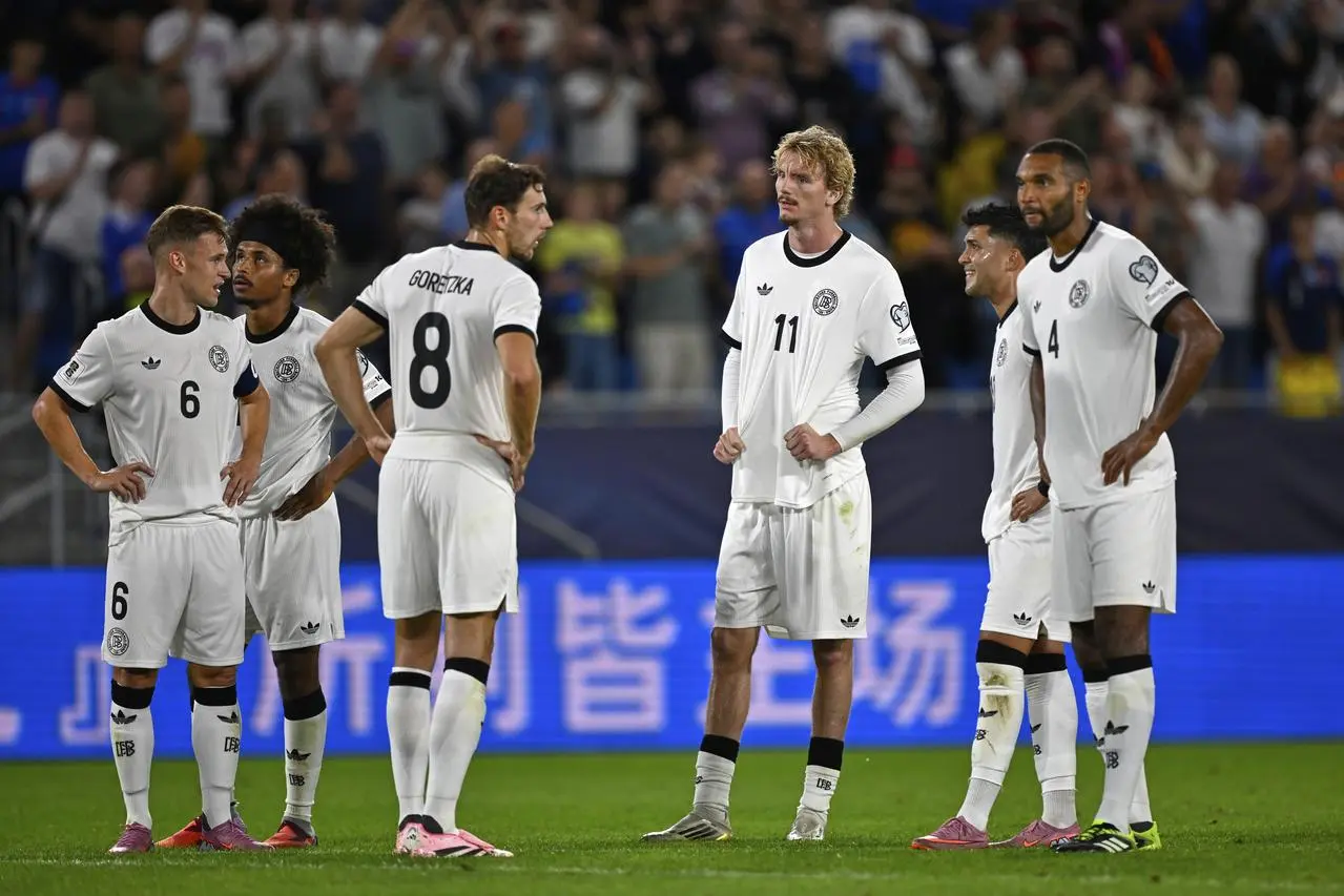 Germany players after their defeat to Slovakia