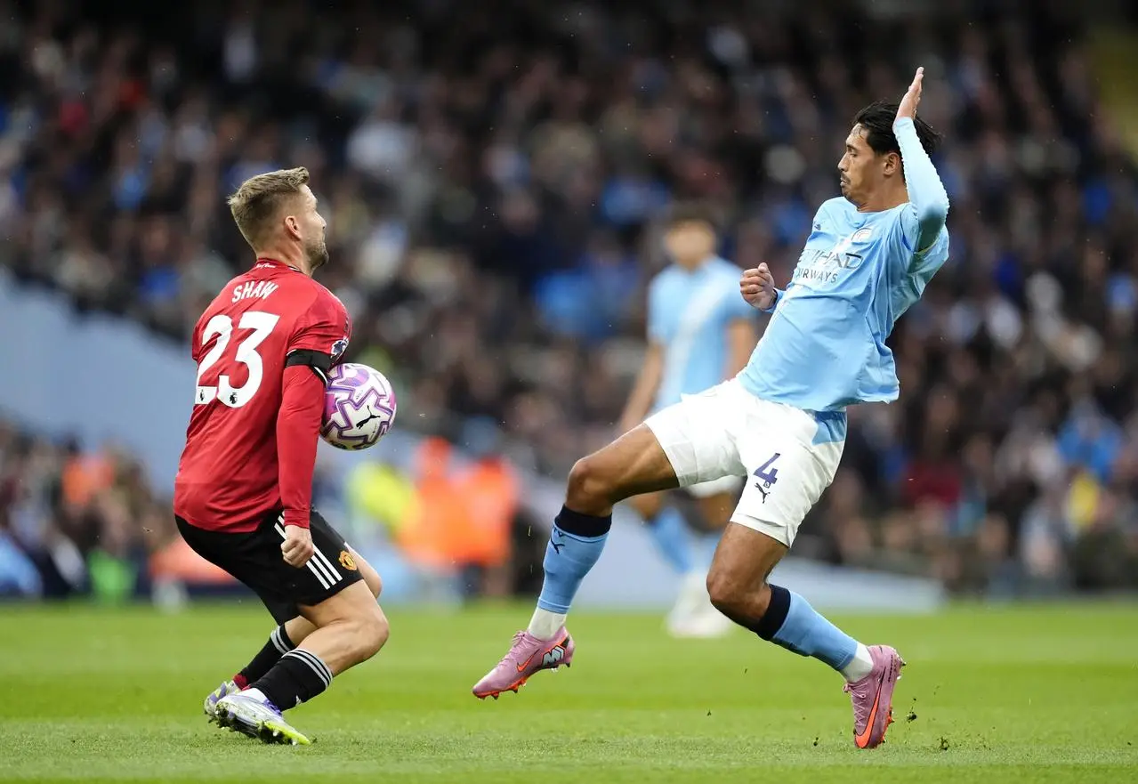 Luke Shaw (left) did not perform to his best against City