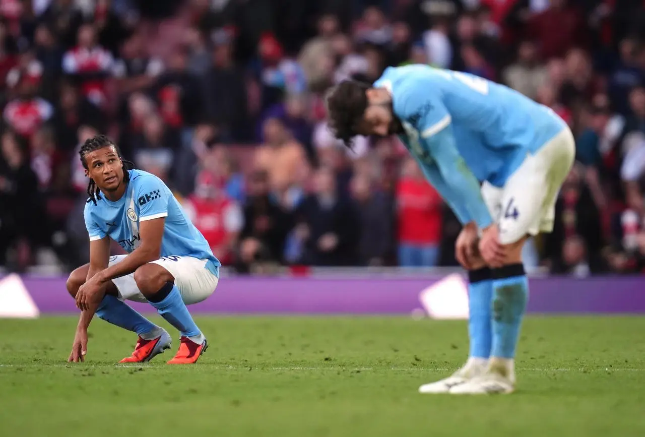 Manchester City’s Nathan Ake and Josko Gvardiol look dejected