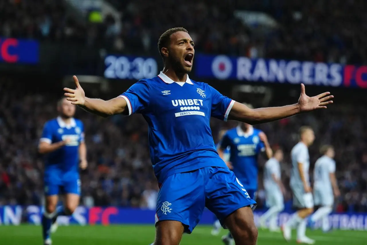 Cyriel Dessers celebrates a goal