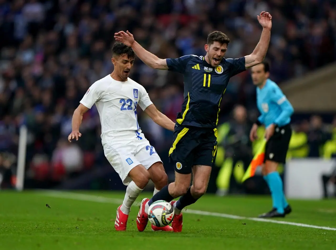 Ryan Christie playing against Greece