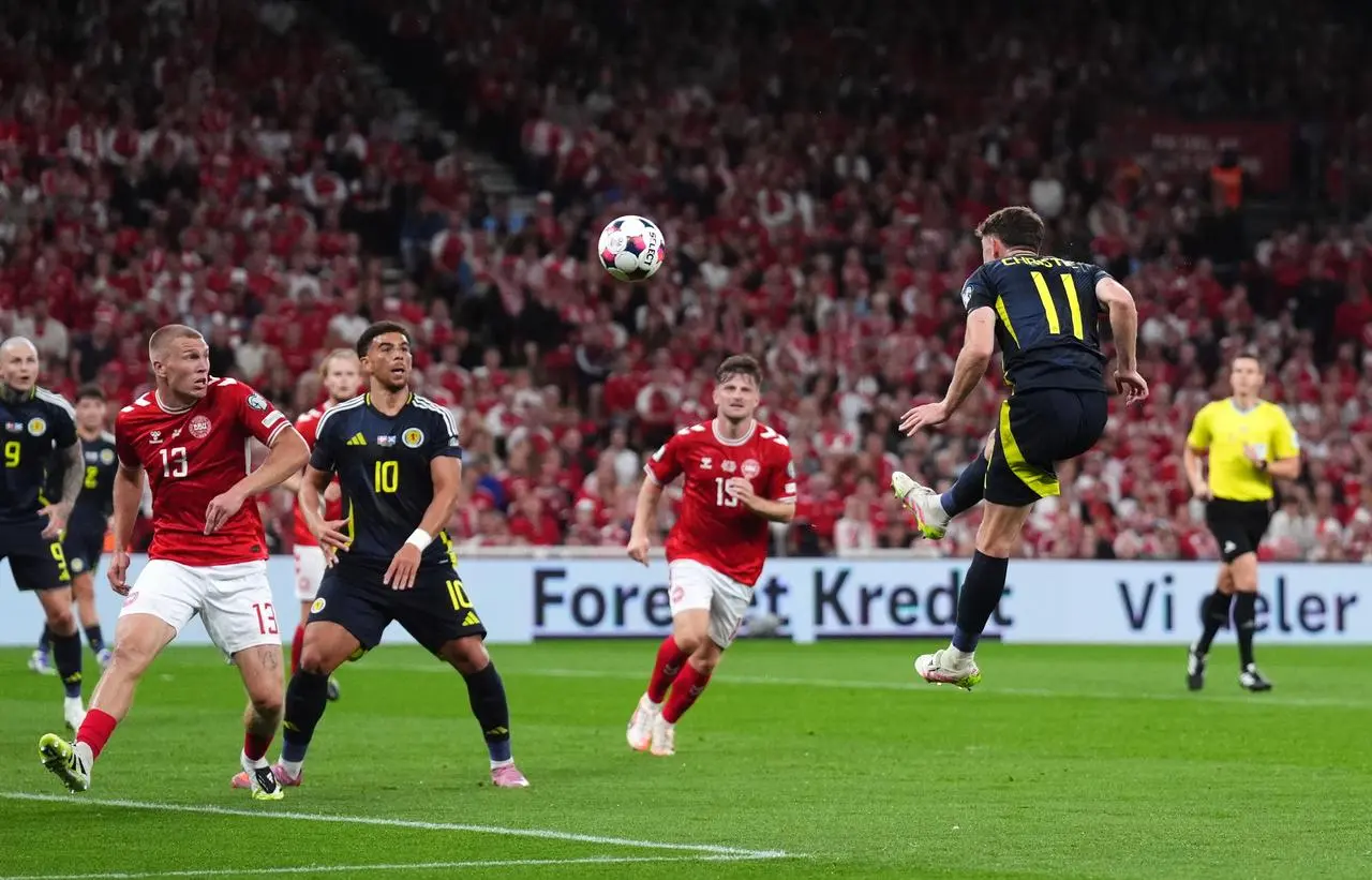Ryan Christie heads for goal
