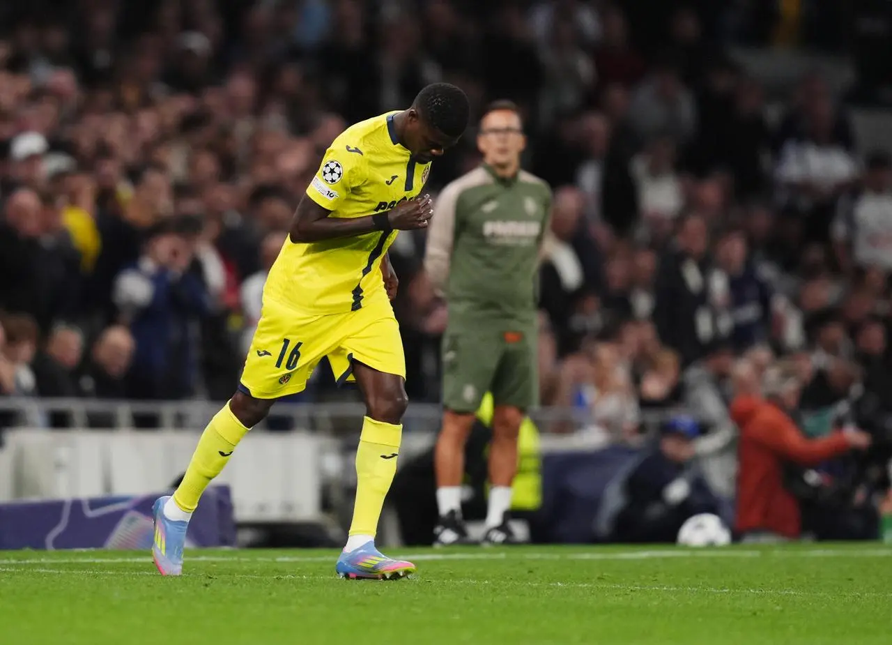 Villarreal’s Thomas Partey comes on as a substitute against Tottenham