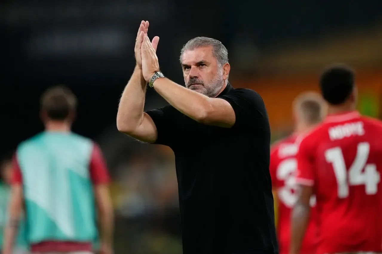 Nottingham Forest’s head coach Ange Postecoglo applauds fans