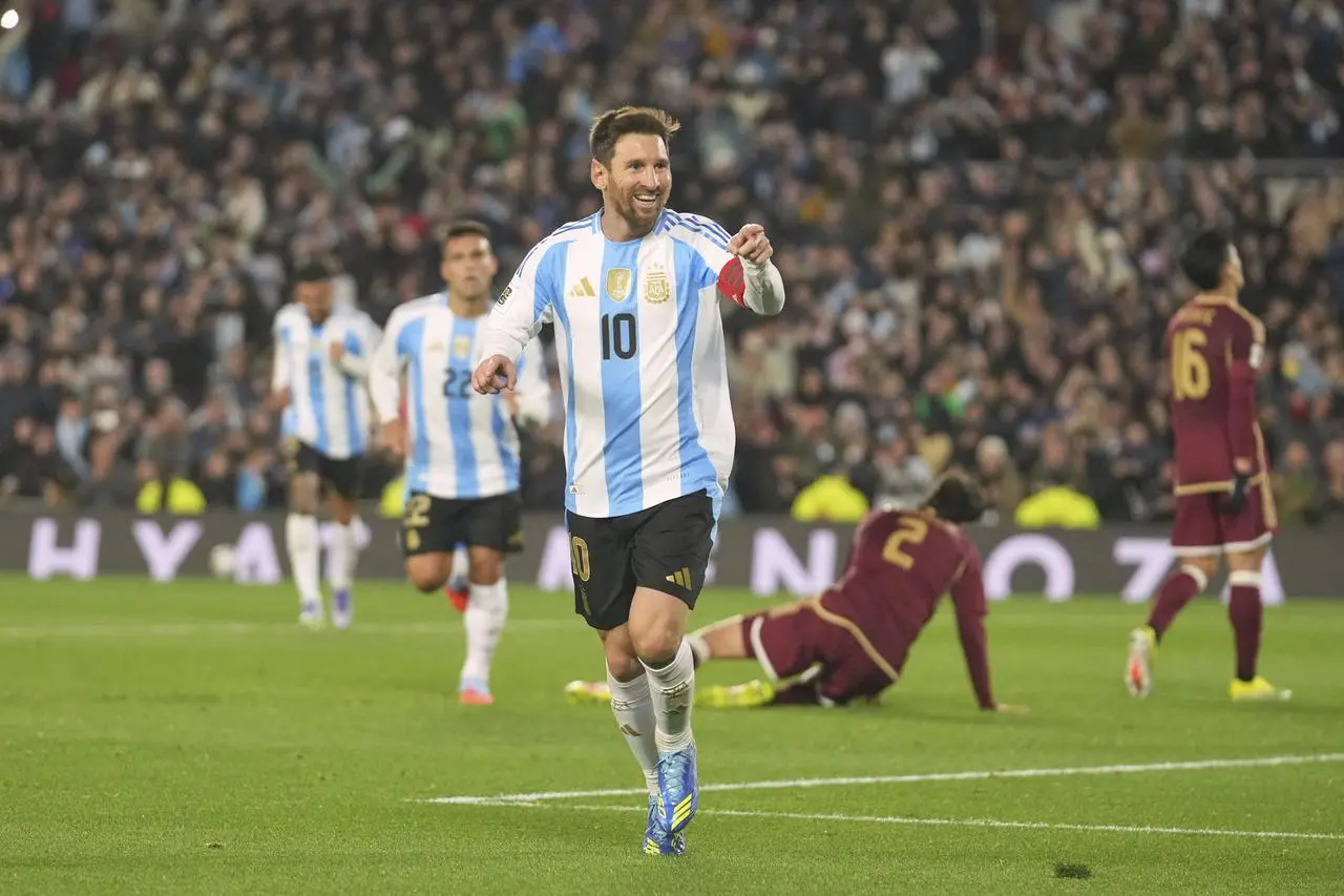 Argentina's Lionel Messi celebrates scoring