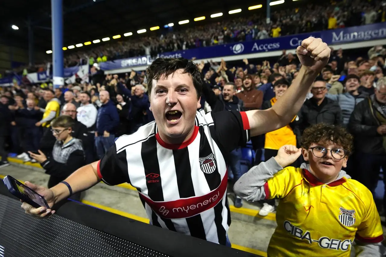 Grimsby fans celebrate at Sheffield Wednesday