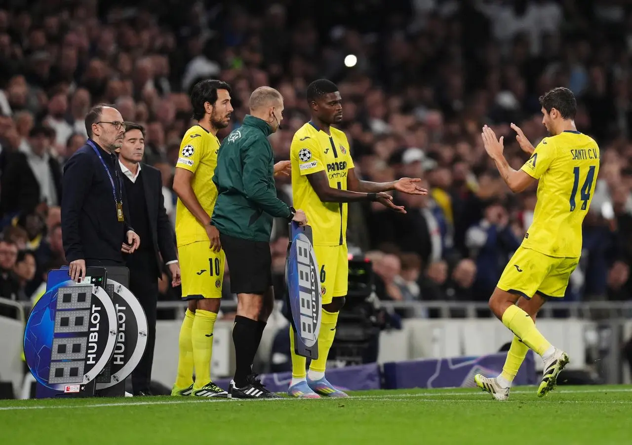 Villarreal’s Thomas Partey comes on as a substitute against Tottenham