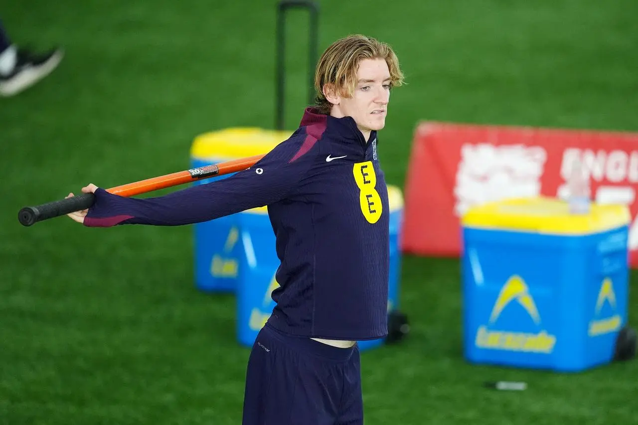 England’s Anthony Gordon during a training session at St George’s Park 