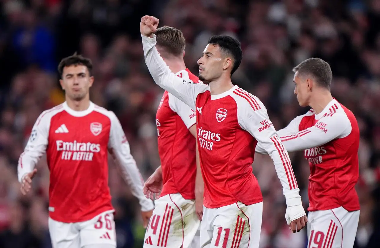 Gabriel Martinelli celebrates