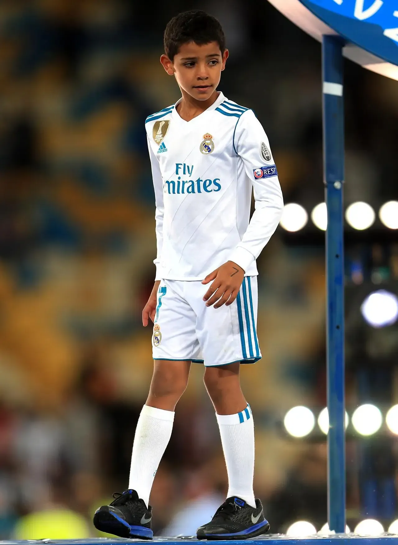 Cristiano Ronaldo Jr in a Real Madrid kit
