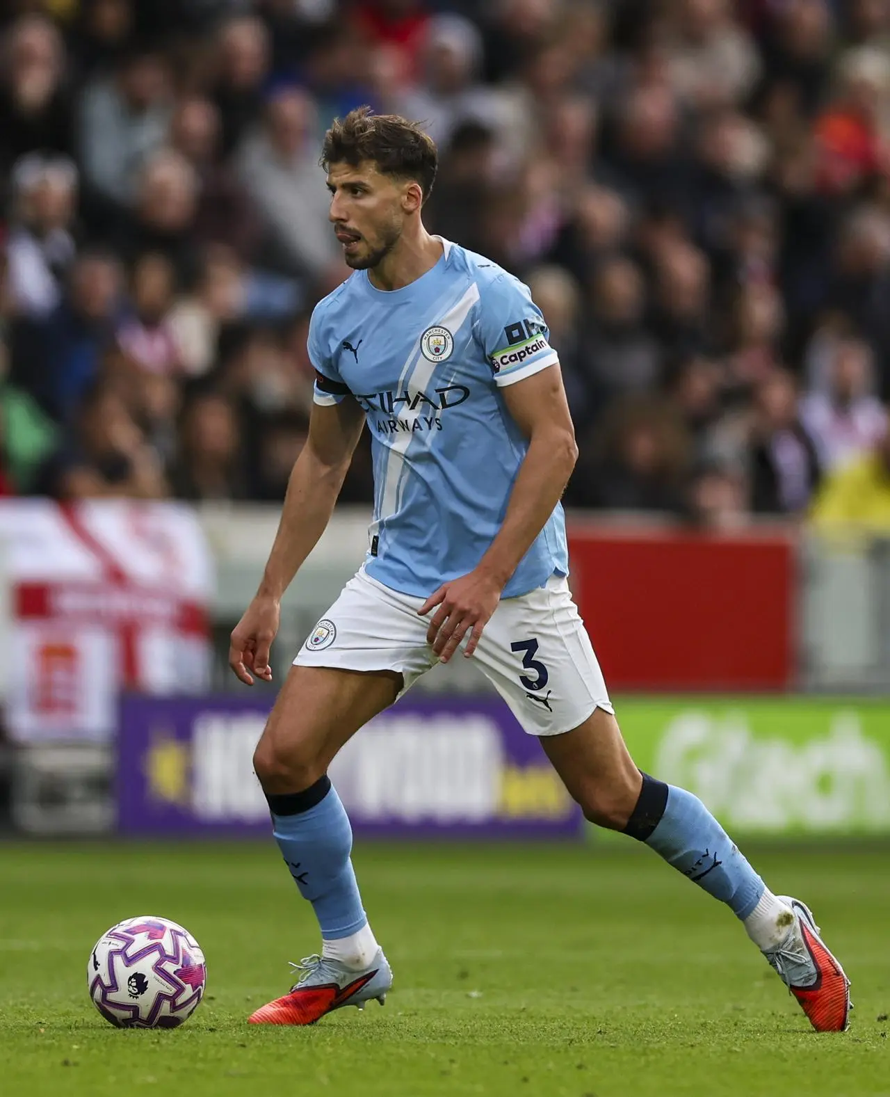 Manchester City defender Ruben Dias on the ball