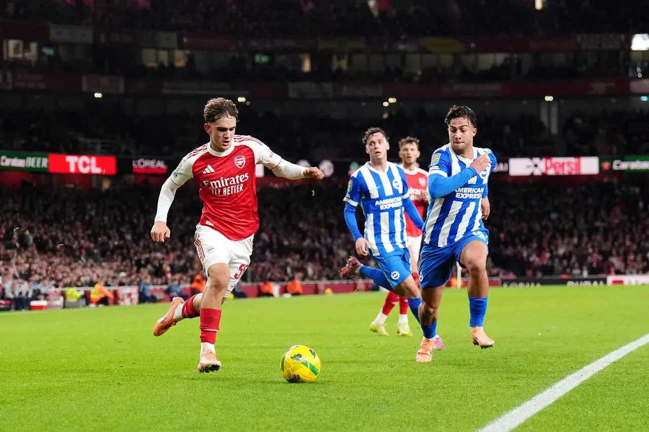 Arsenal’s Max Dowman (left) in action