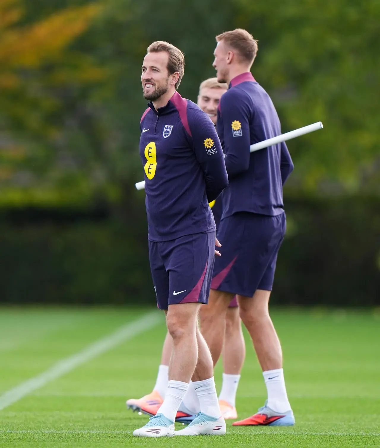 England’s Harry Kane (left) during a training session
