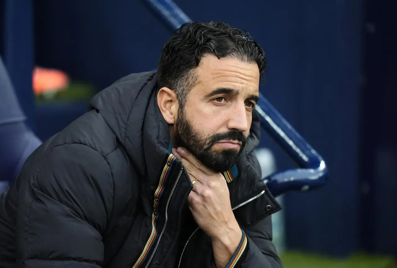 Ruben Amorim in the Etihad Stadium dugout