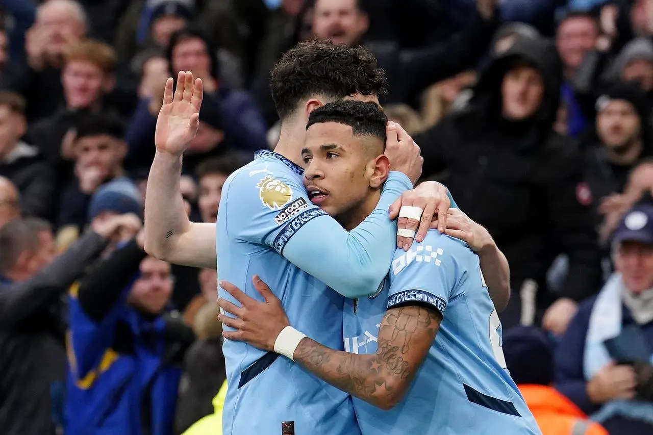 Savinho (right) scored three goals for Manchester city last season