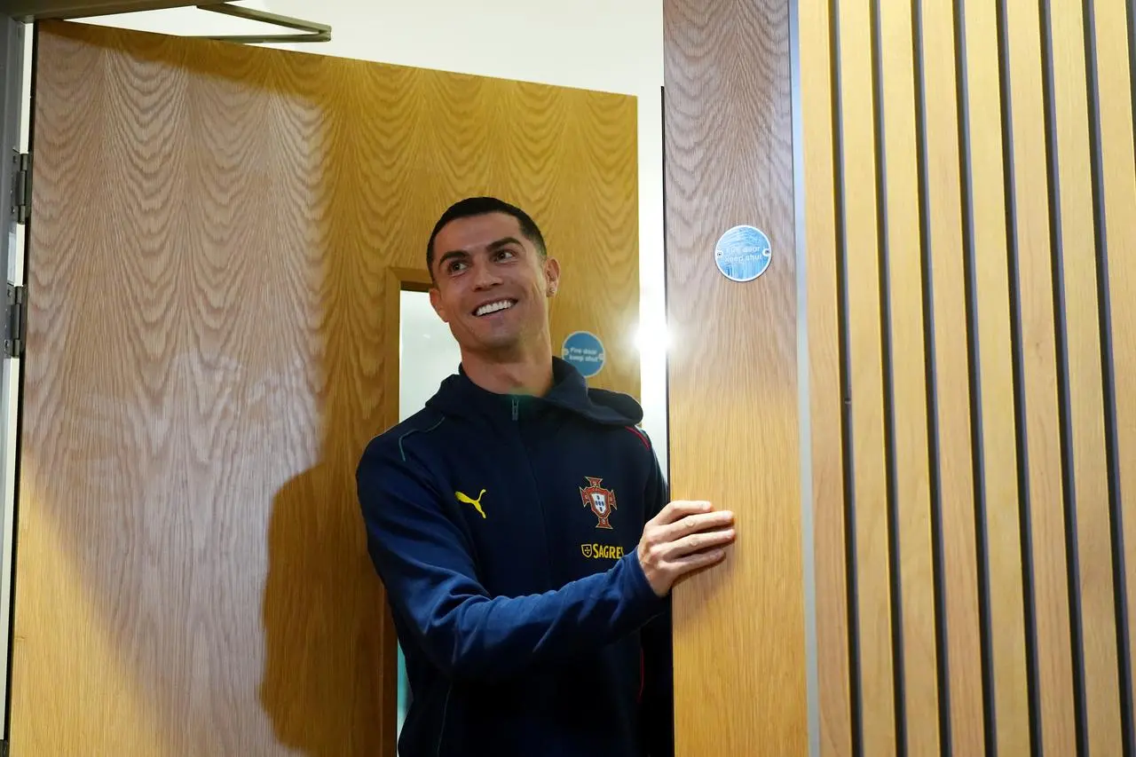 Cristiano Ronaldo at the Aviva Stadium on Wednesday night for his pre-match press conference