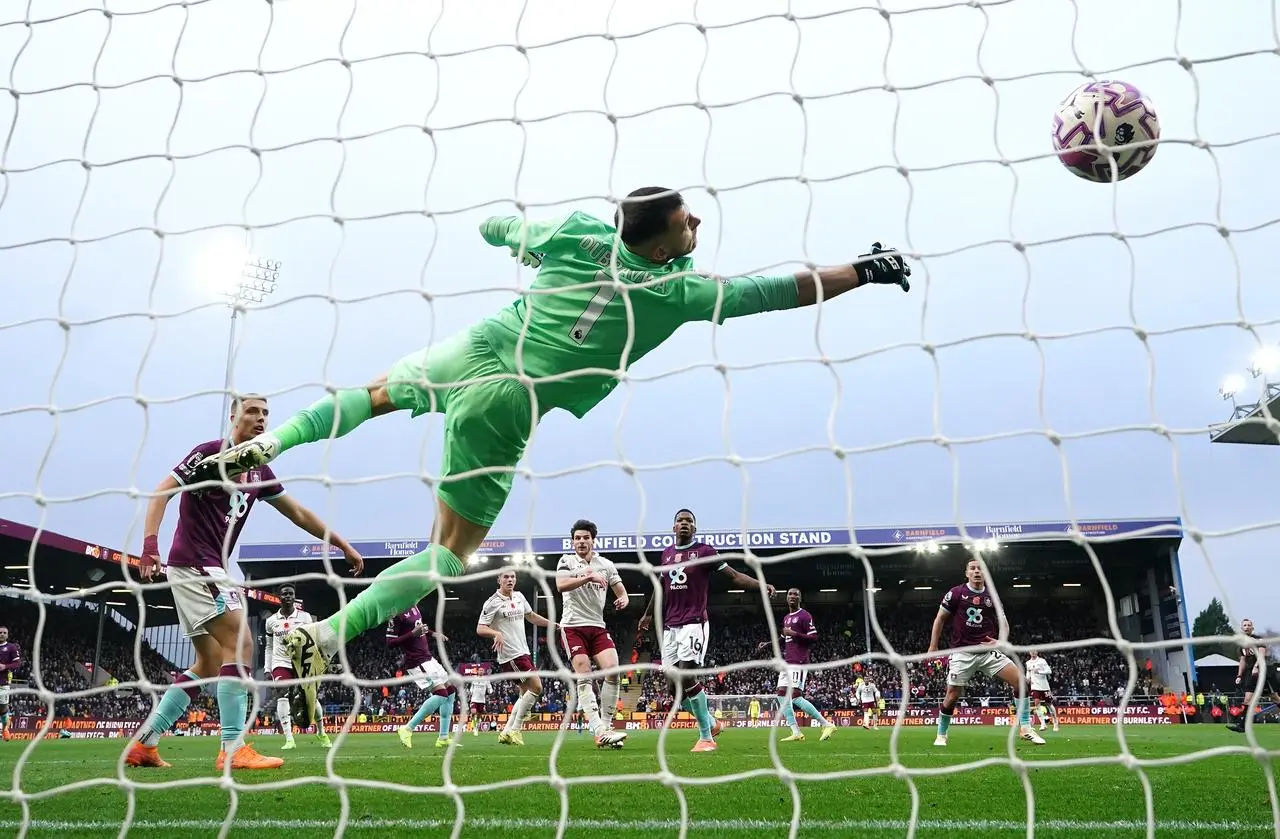 Declan Rice scores with a header for Arsenal at Burnley