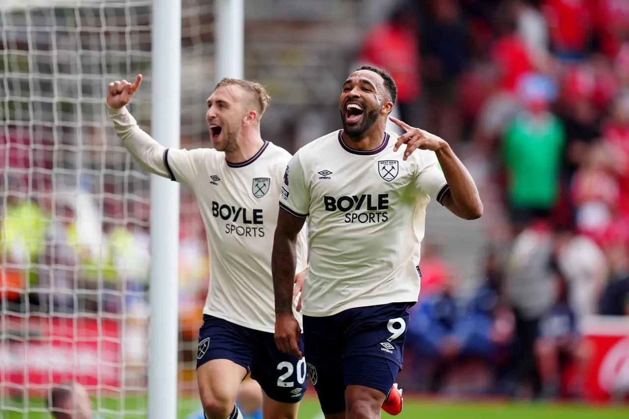 West Ham’s Callum Wilson celebrates after scoring against Nottingham Forest