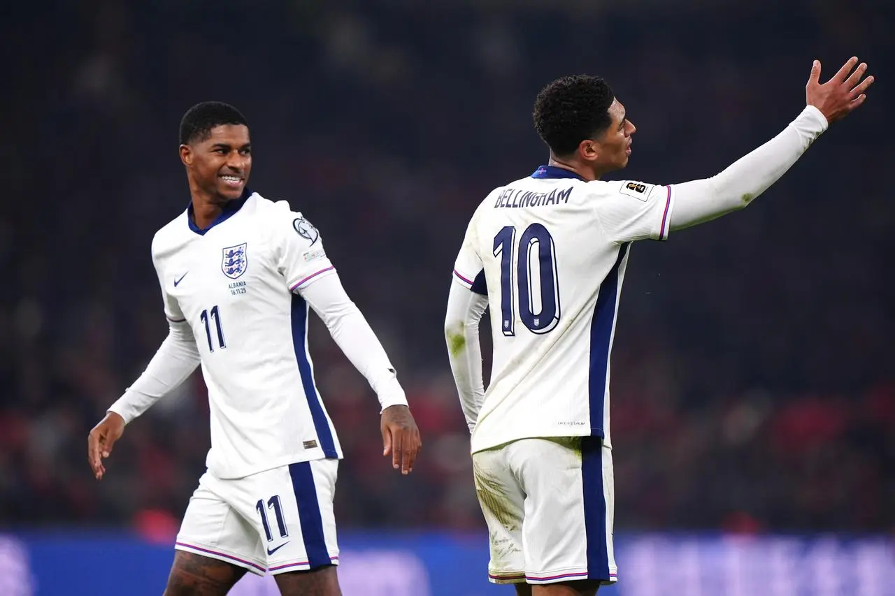 Jude Bellingham (right) reacts to a decision to be substituted