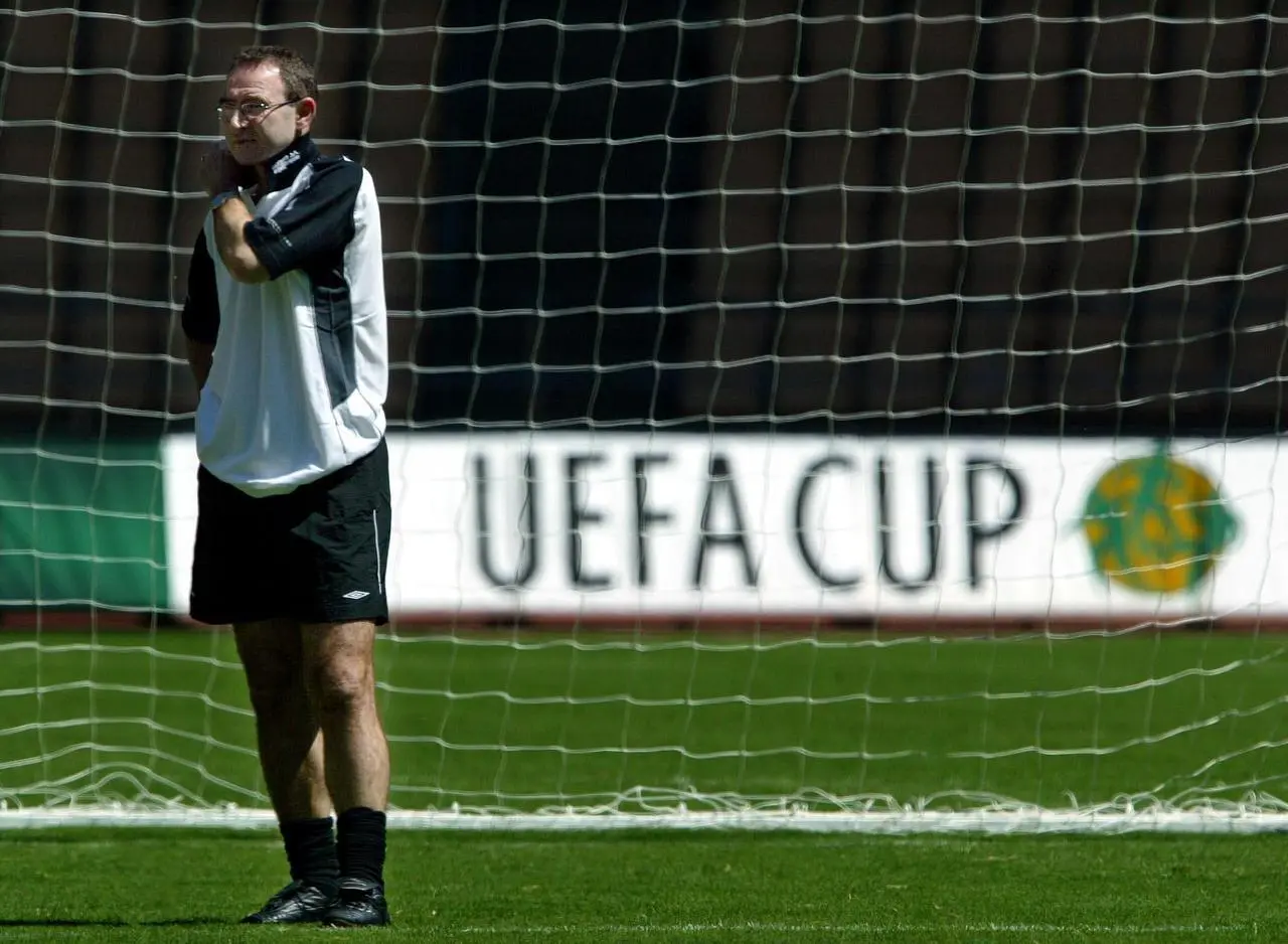 Martin O'Neill in training ahead of the 2003 UEFA Cup final