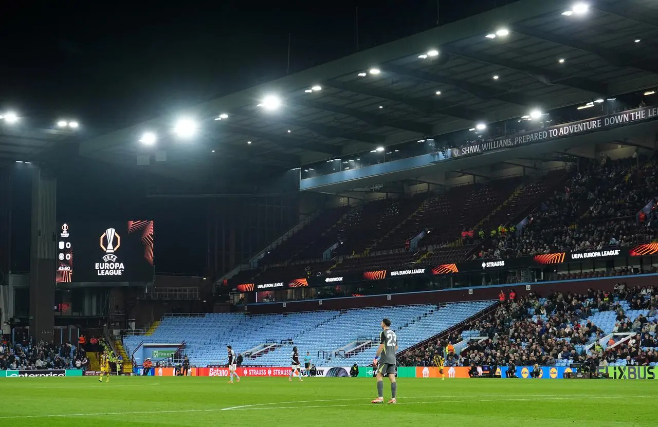 A view of empty seats in the away stand during the UEFA Europa League match at Villa Park, Birmingham