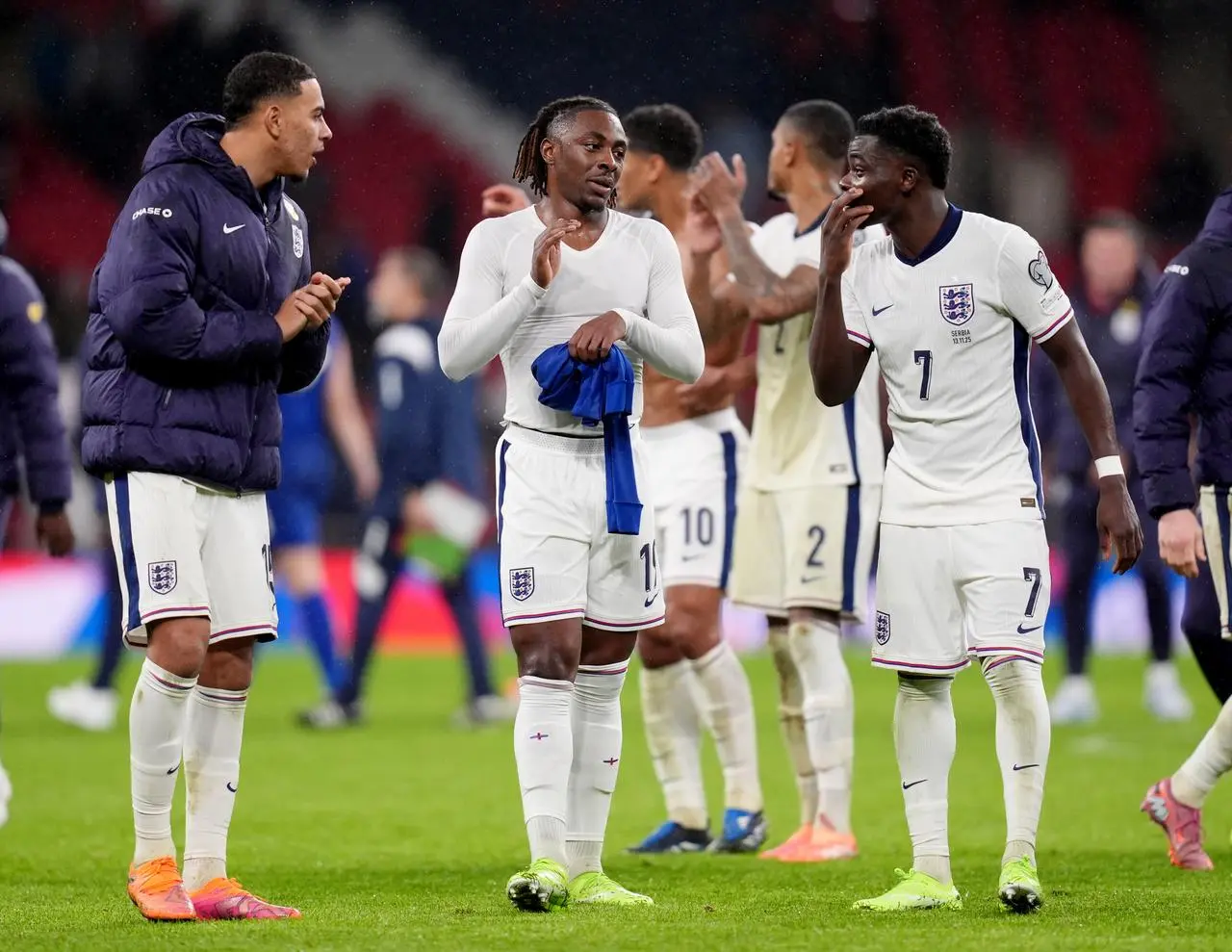 England's players applaud the fans