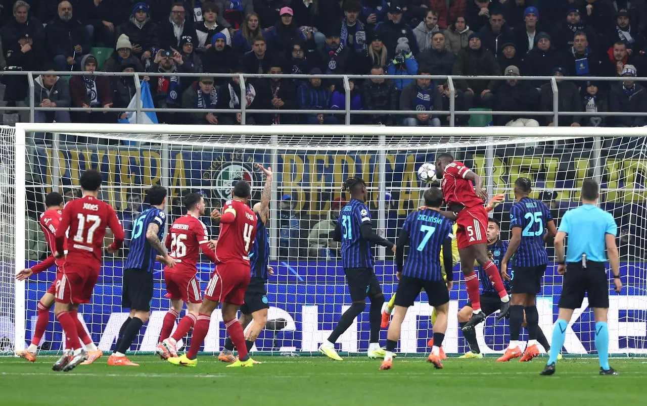 Ibrahima Konate scores a goal that was eventually ruled out