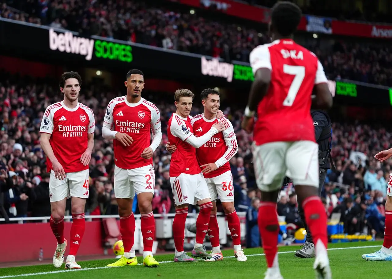 Martin Odegaard celebrates scoring for Arsenal