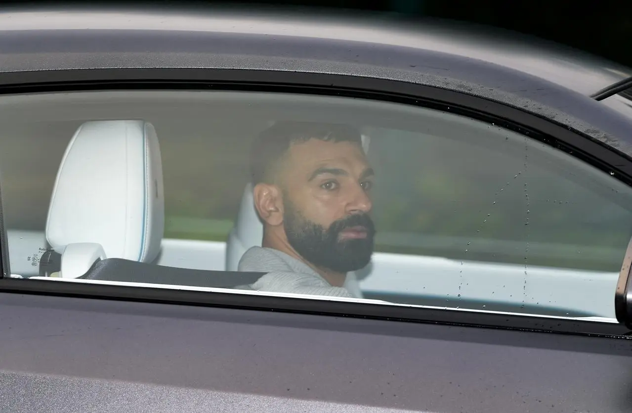 Mohamed Salah arrives at the training ground