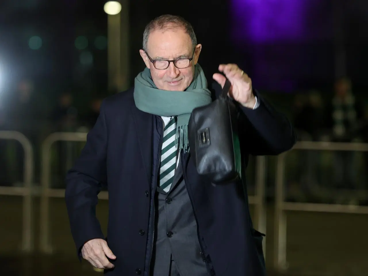 A photo of Martin O'Neill arriving at Celtic Park