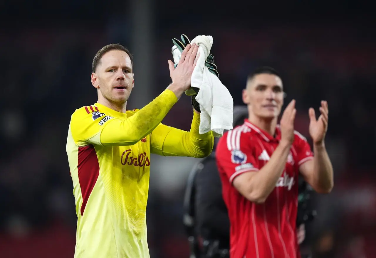 Nottingham Forest goalkeeper Matz Sels applauds the fans 