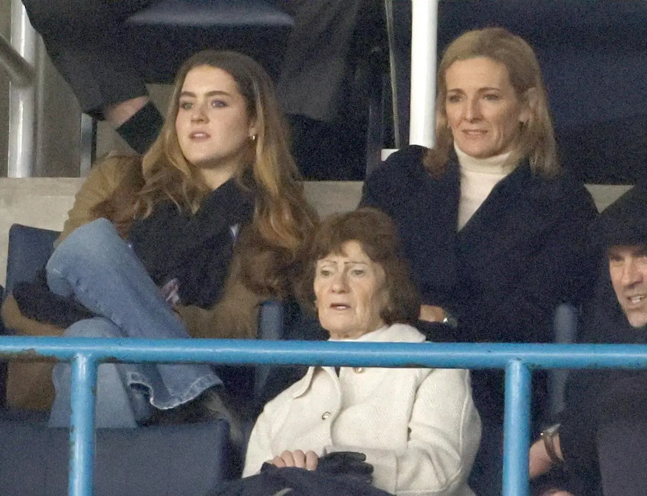 Gabby Logan, right, watching Leeds against Fulham at Elland Road