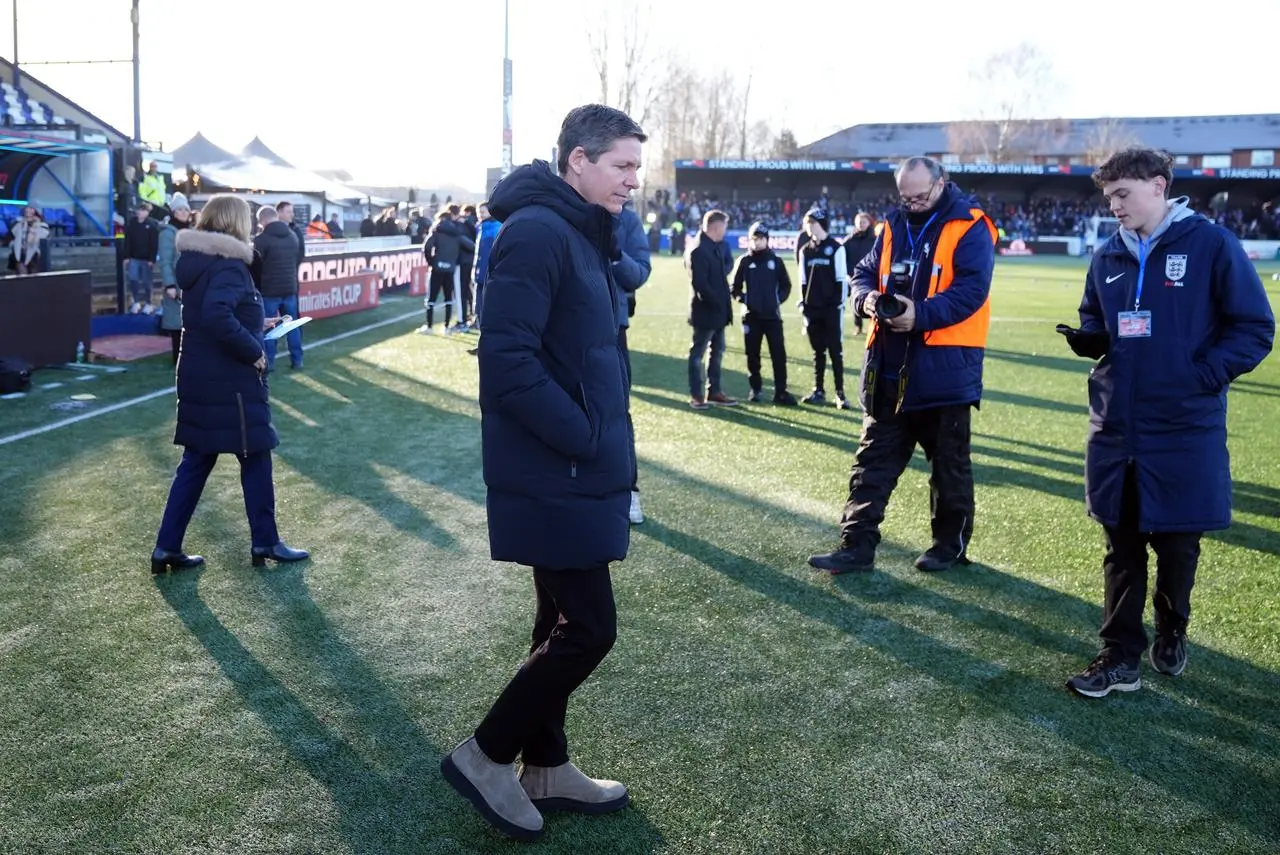Crystal Palace manager Oliver Glasner walks on the field