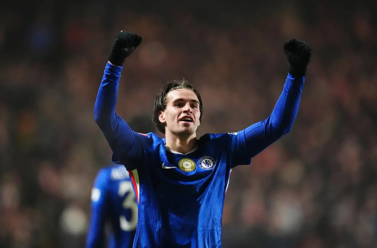 Marc Guiu celebrates