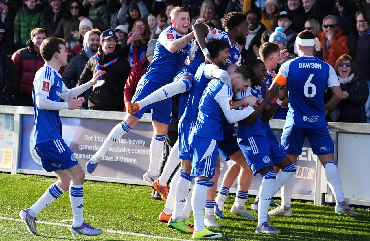 Macclesfield's players celebrate 