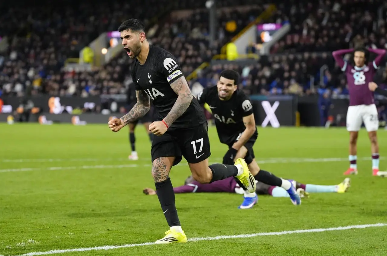 Cristian Romero celebrates scoring for Tottenham
