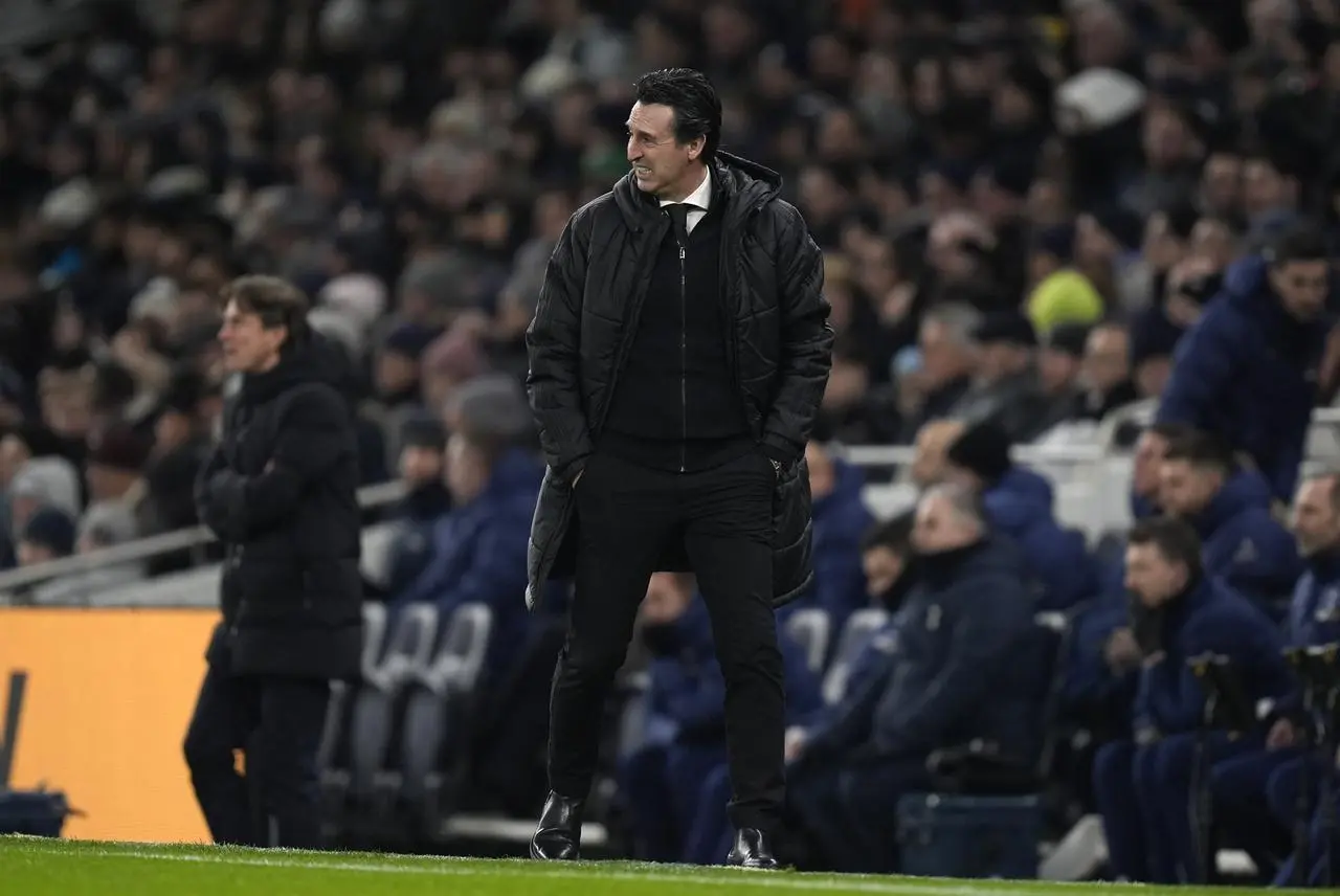Aston Villa manager Unai Emery on the touchline