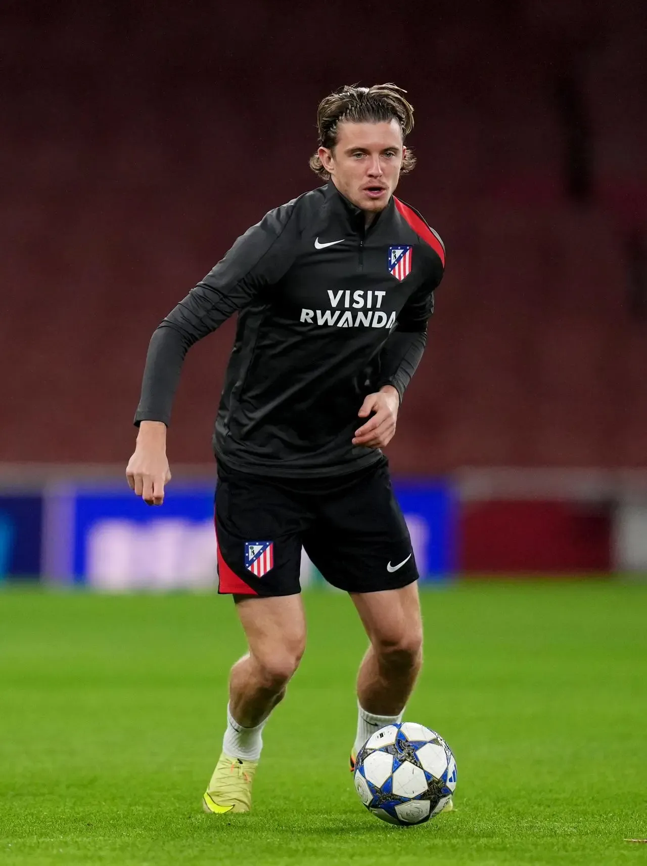 Conor Gallagher with the ball during a training session with Atletico Madrid
