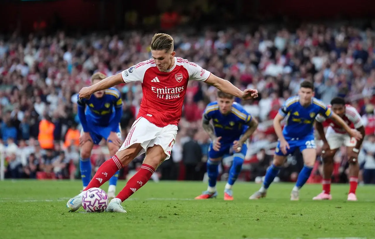 Arsenal’s Viktor Gyokeres in action against Leeds
