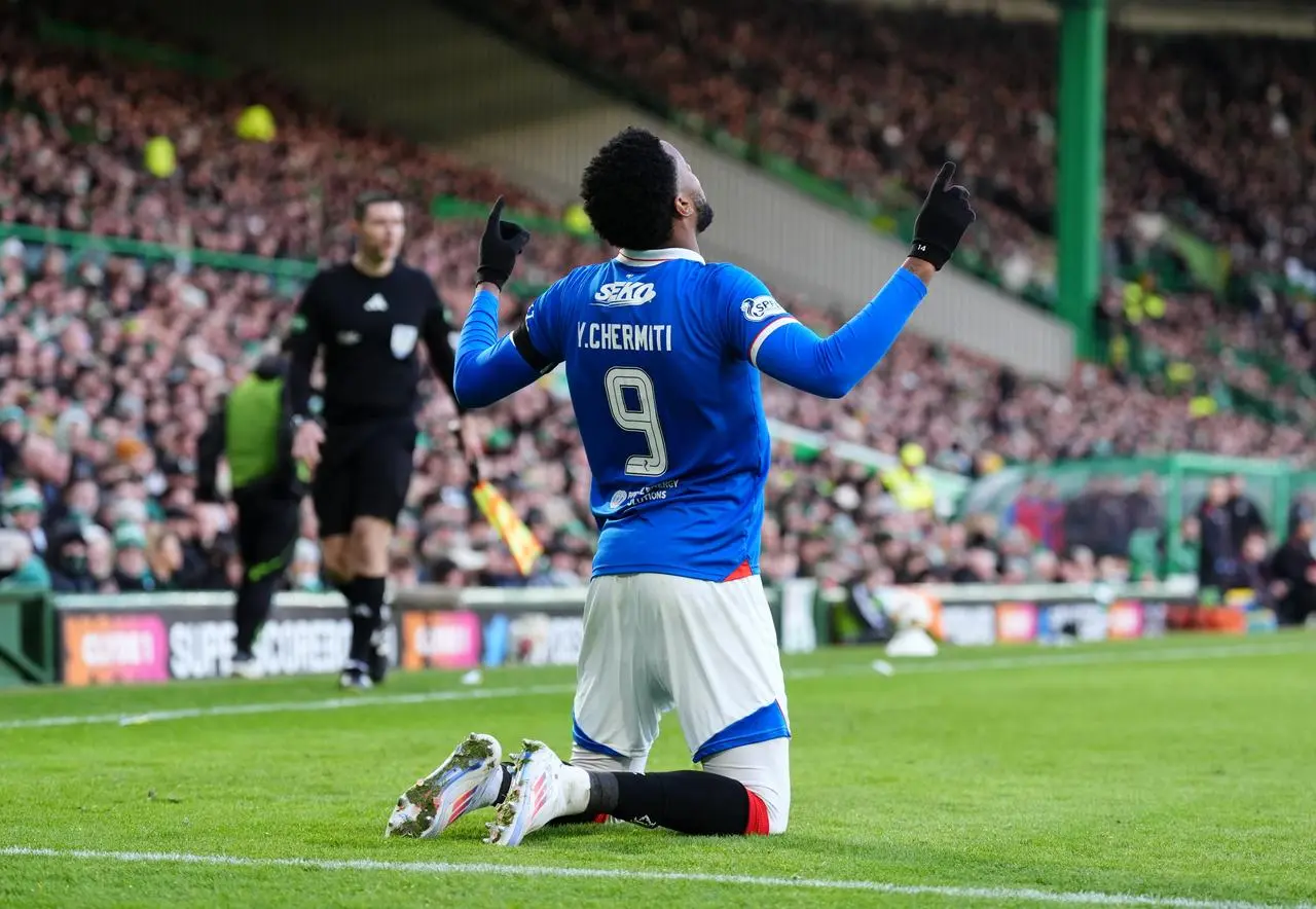 Youssef Chermiti celebrates his goal against Celtic