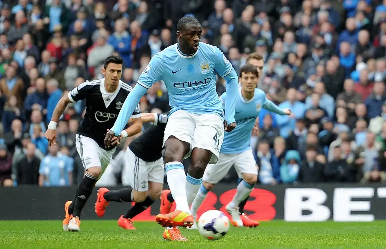 Manchester City’s Yaya Toure scores a penalty against Southampton in 2014