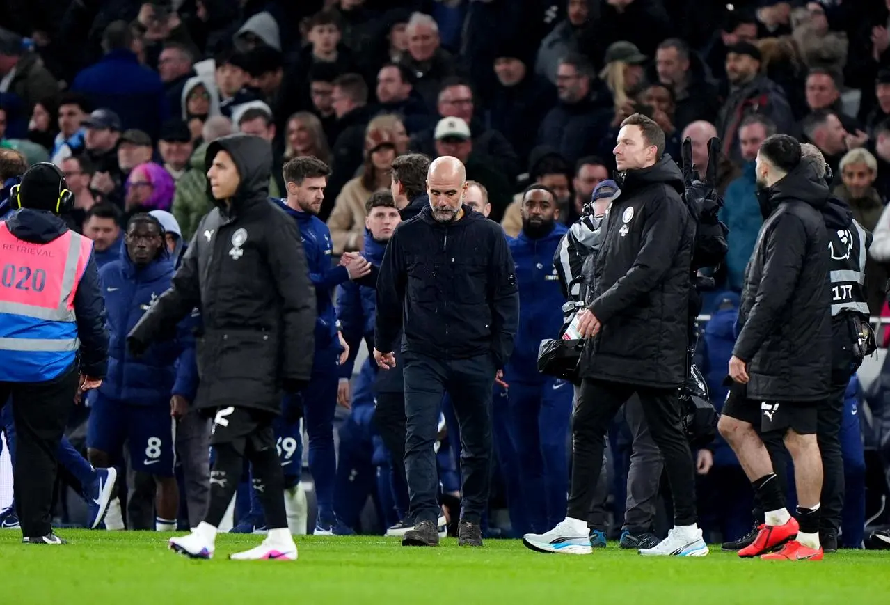Manchester City manager Pep Guardiola at the final whistle