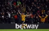 Wolves captain Conor Coady celebrates scoring for Wolves against Southampton