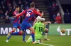 Liverpool striker Diogo Jota is brought down by Crystal Palace goalkeeper Vicente Guaita